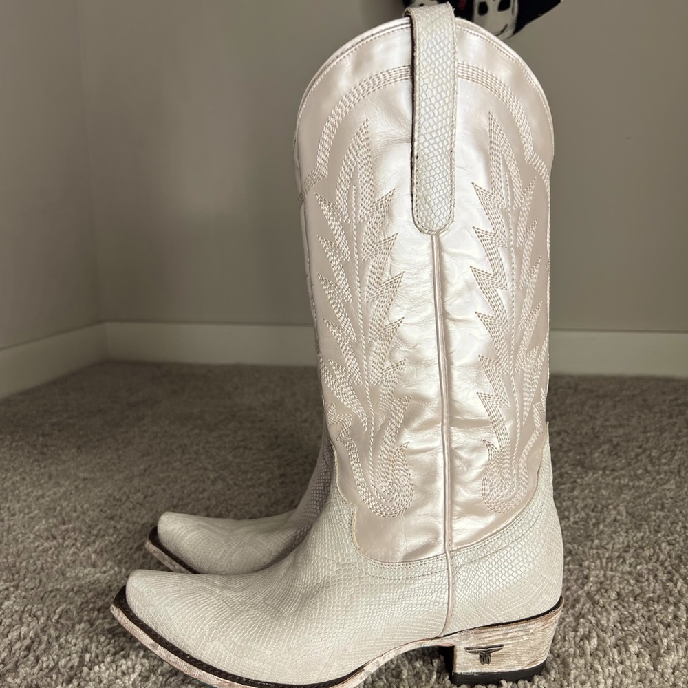 Women’s Lane Leather Boots -Pearl Cream Size 7
